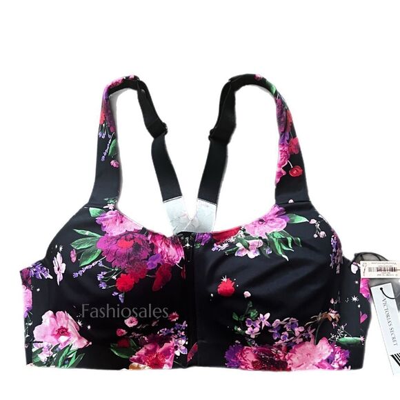Victoria’s Secret knockout High Support Front-close Sports Bra black Floral - Picture 2 of 5